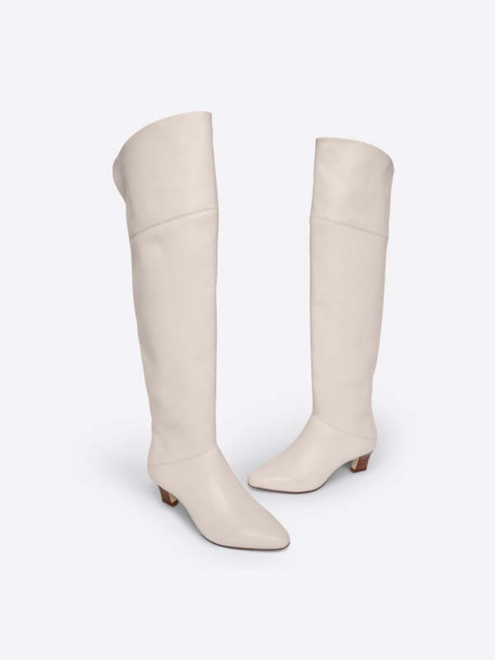 Intentionally Blank Cream Leather Knee High Boots Pointed Toe Size 8